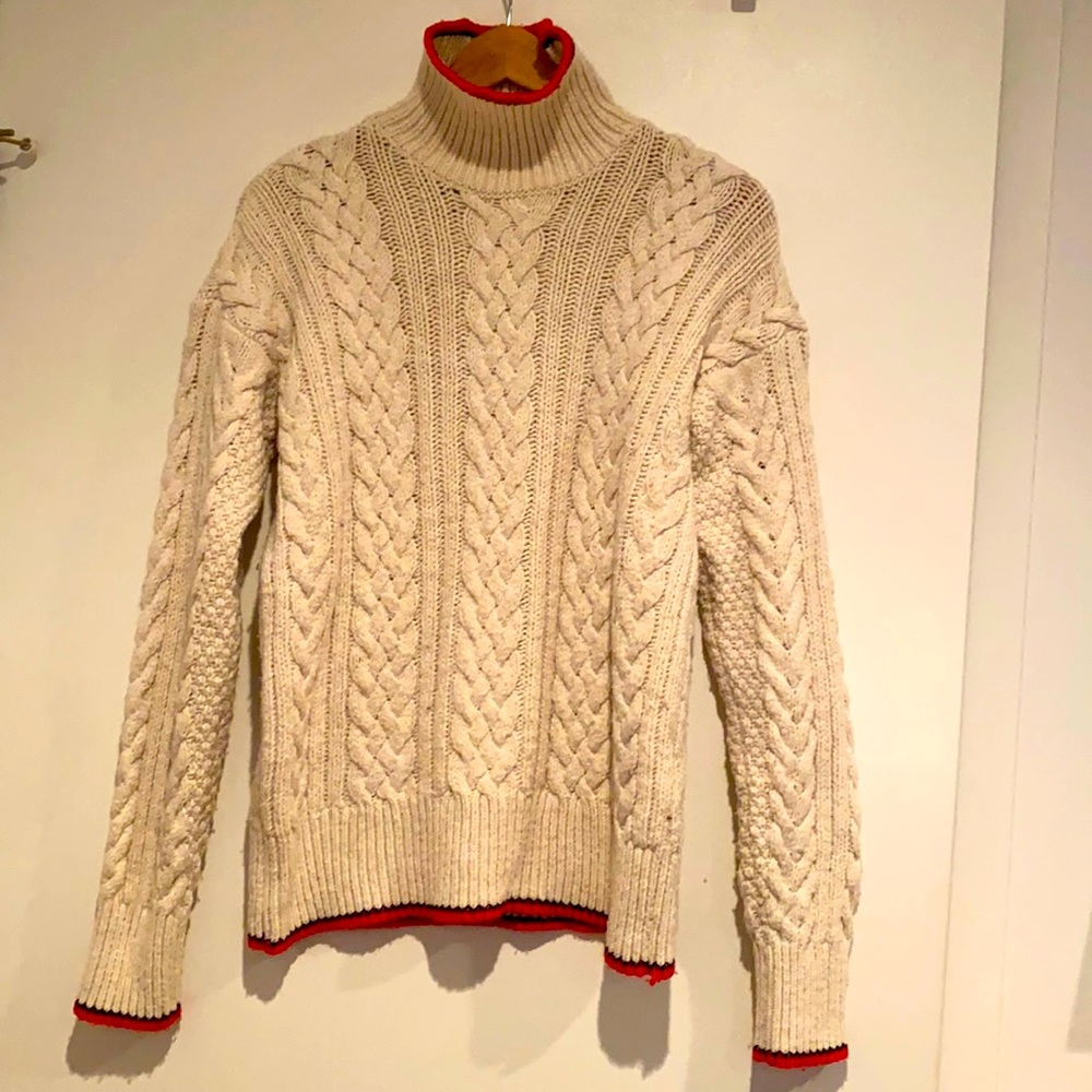 Red neck, hem and wrist stripe detail cardigan